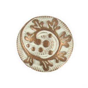 Metal Buttons - Copper White Swirl Fern Metal Shank Buttons - 15mm - 5/8 inch - 6 pcs