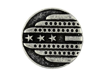 Metal Buttons – Pilots Emblem Medal Antique Silver Metal Shank Buttons - 20mm - 3/4 inch - 3 pcs