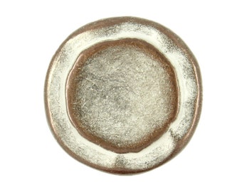 Metal Buttons - Rustic Circles Metal Shank Buttons in Copper White Patina - 23mm - 7/8 inch - 6 pcs