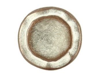 Metal Buttons - Rustic Circles Metal Shank Buttons in Copper White Patina - 23mm - 7/8 inch - 6 pcs