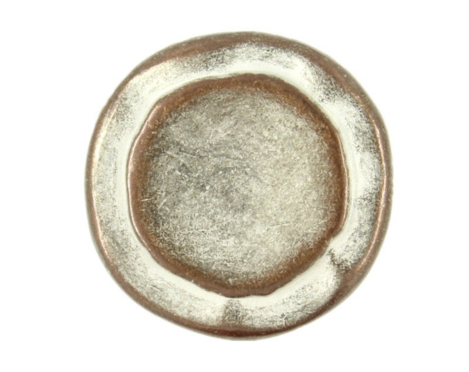 Metal Buttons - Rustic Circles Metal Shank Buttons in Copper White Patina - 23mm - 7/8 inch - 6 pcs