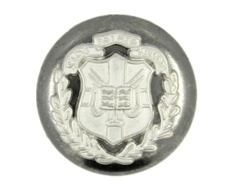 Metal Buttons - Silver Shield Emblem Gunmetal Back Metal Shank Buttons - 25mm - 1 inch - 6 pcs