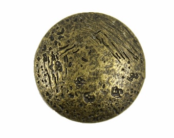 Metal Buttons - Scratched Surface Design Antiqued Brass Metal Shank Buttons - 18mm - 11/16 inch - 6 pcs