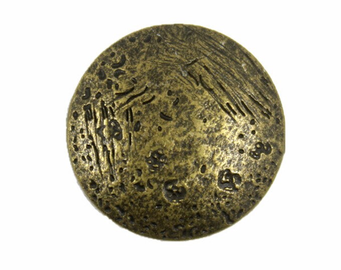 Metal Buttons - Scratched Surface Design Antiqued Brass Metal Shank Buttons - 18mm - 11/16 inch - 6 pcs