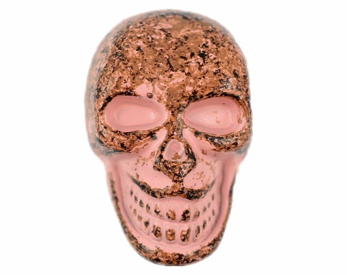 Large Skull Pink Patina Metal Shank Buttons  - 25mm - 1 inch - 2 pcs