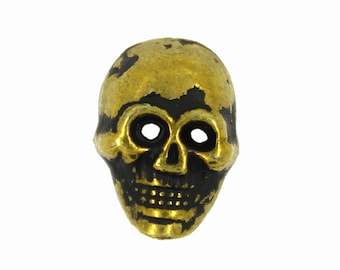 Retro Gold Skull Shaped 2 holes Button - 13mm - 5/8 inch - 6 pcs