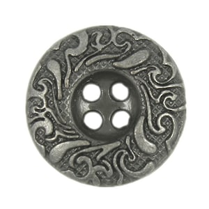 Metal Buttons - Cirrus Circle Gunmetal Metal Hole Buttons - 16mm - 5/8 inch - 6 pcs