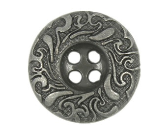 Metal Buttons - Cirrus Circle Gunmetal Metal Hole Buttons - 16mm - 5/8 inch - 6 pcs