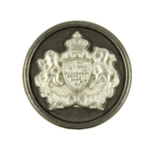 Metall - Silver Crest Emblem Gunmetal zurück Metall Schaft Buttons - Buttons 25mm - 1 Zoll - 6 Stück