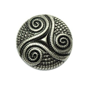 Metal Buttons - Roped Celtic Triple Spiral Gray Silver Metal Shank Buttons - 25mm - 1 inch - 4 pcs