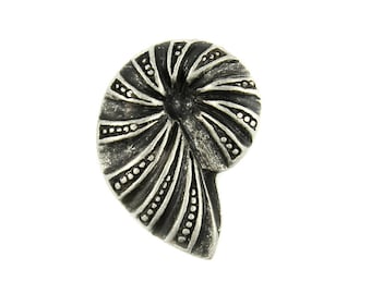 Metal Buttons - Ammonite Antique Silver Metal Shank Buttons - 20mm - 3/4 inch - 6 pcs