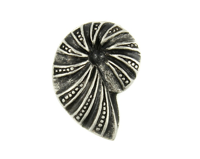 Metal Buttons - Ammonite Antique Silver Metal Shank Buttons - 20mm - 3/4 inch - 6 pcs