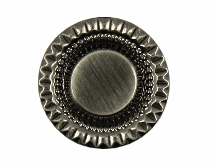Metal Buttons - Shiny Gunmetal Crown Gear Metal Shank Buttons - 18mm - 11/16 inch - 6 pcs