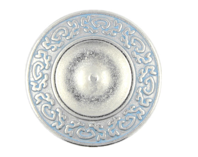 Metal Buttons - Light Blue Scrollworks Silver Metal Shank Buttons - 20mm - 3/4 inch - 6 pcs
