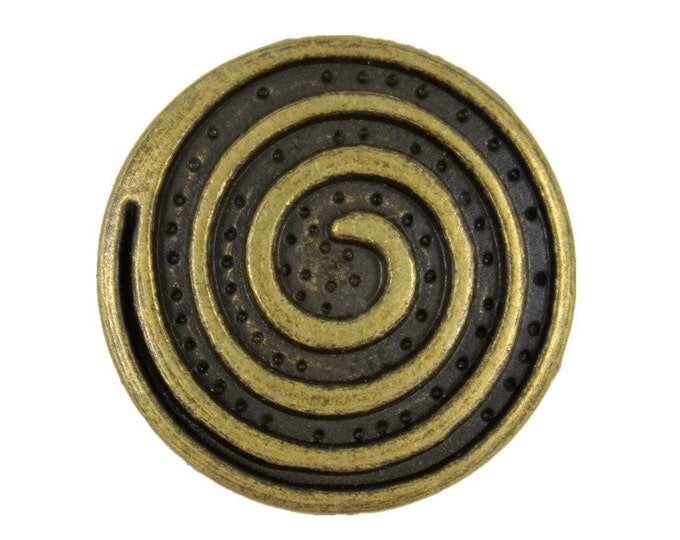 Metal Buttons - Swirl Metal Shank Buttons in Antique Brass Color - 20mm - 3/4 inch - 6 pcs