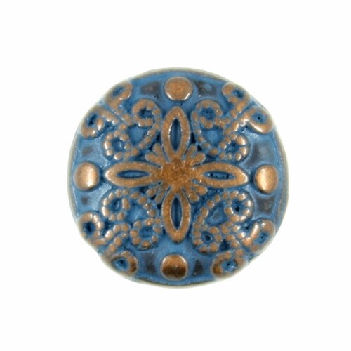 Metal Buttons Damascene Carvings Design Retro Blue Paint Etsy