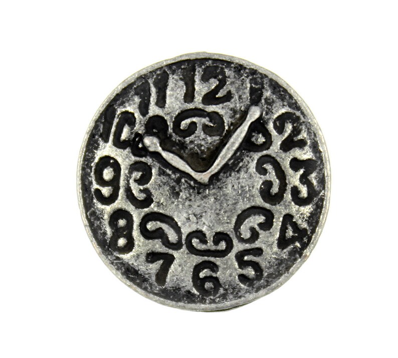Clock Metal Buttons Antique Silver Novel Clock Metal Shank Etsy