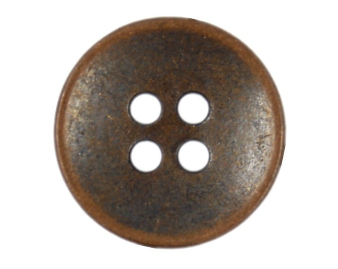 Metal Buttons - Antique Copper Hole Buttons - 18mm - 11/16 inch - 6 pcs