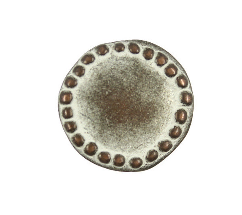 Metal Buttons Stone Circle Metal Shank Buttons in Copper White Patina Color 20mm 3/4 inch 6 pcs image 1