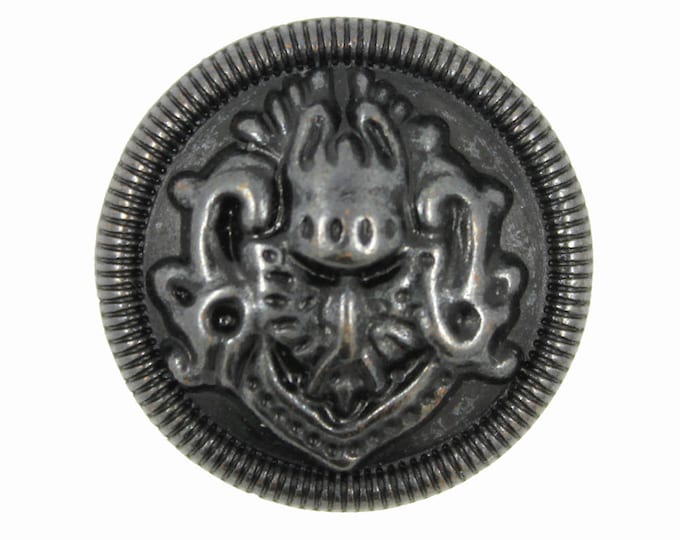 Medallion Vintage Black Metal Shank Buttons - 25mm - 1 inch - 6 pcs