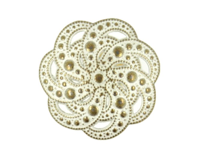 Flower Metal Buttons - Spiral Flower Art Brass Patina Metal Shank Buttons - 19mm - 3/4 inch - 6 pcs
