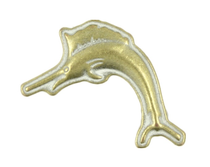 Metal Buttons - Swordfish Brass Patina Metal Shank Buttons - 25mm - 1 inch -  6 pcs