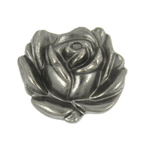 Flower Metal Buttons - Rose Bloom Gunmetal Metal Shank Buttons - 20mm - 3/4 inch - 6 pcs