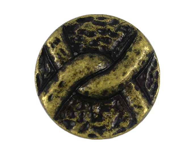 Metal Buttons - Interlace Rope Antiqued Brass Metal Shank Buttons - 18mm - 11/16 inch - 6 pcs