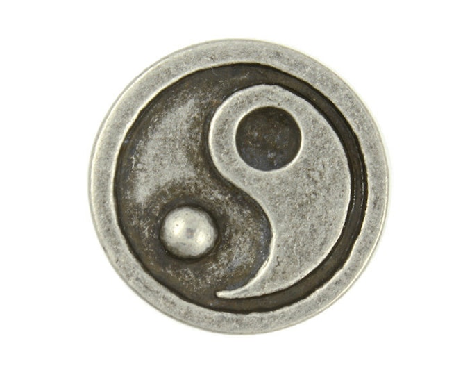 Metal Buttons - Yin and Yang Antique Silver Metal Shank Buttons - 20mm - 3/4 inch - 6 pcs