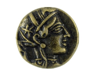 Metal Buttons - Alexander Antique Brass Metal Shank Buttons - 15mm - 5/8 inch - 6 pcs