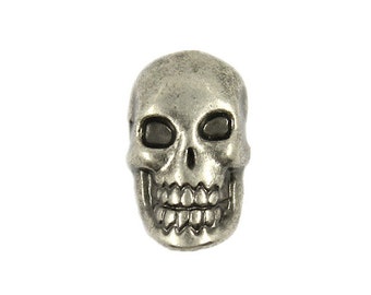 Metal Buttons - Gray Silver Skull Metal Shank Buttons - 18mm - 11/16 inch - 6 pcs
