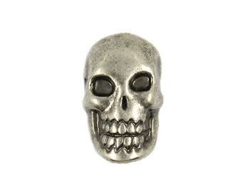 Metal Buttons - Gray Silver Skull Metal Shank Buttons - 18mm - 11/16 inch - 6 pcs
