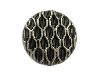 Metal Buttons - Beautiful Mesh Surface Gray Silver Metal Shank Buttons - 10mm - 3/8 inch - 6 pcs