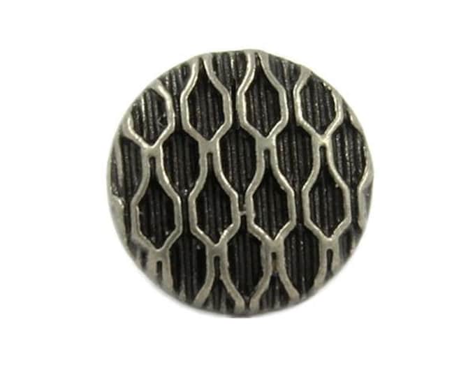 Metal Buttons - Beautiful Mesh Surface Gray Silver Metal Shank Buttons - 10mm - 3/8 inch - 6 pcs