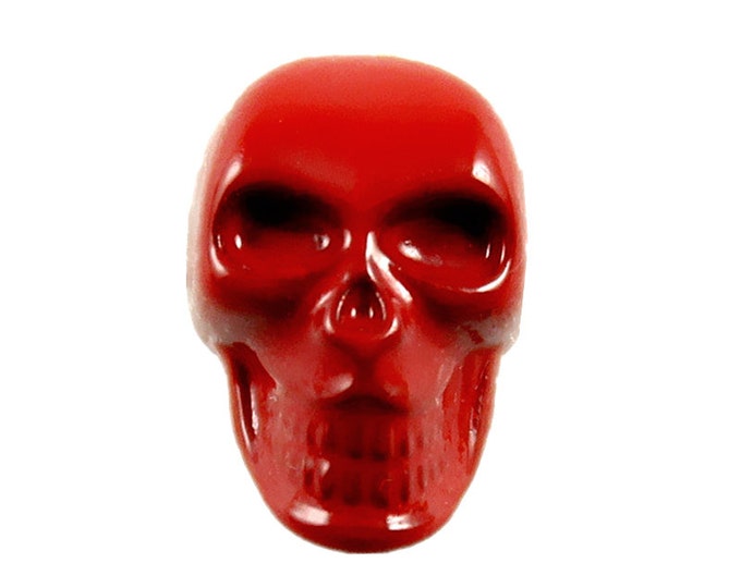 Skull Metal Shank Buttons in Red Color  - 25mm - 1 inch - 2 pcs