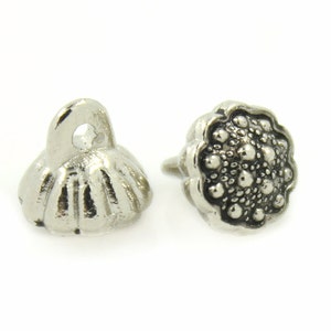 Metal Buttons - Lotus Seedpods Retro Silver Metal Shank Buttons - 7mm - 1/4 inch - 10 pcs