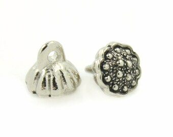 Metal Buttons - Lotus Seedpods Retro Silver Metal Shank Buttons - 7mm - 1/4 inch - 10 pcs