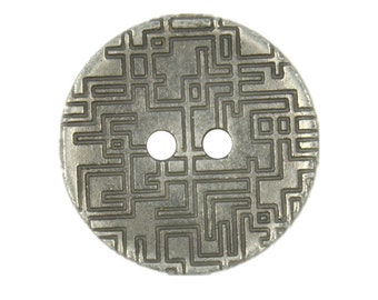 Metal Buttons - Pipe Maze Gray Silver Metal Hole Buttons - 18mm - 11/16 inch - 6 pcs