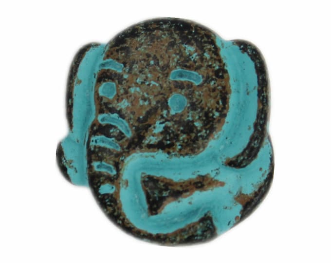 Metal Buttons - Baby Elephant Green Patina Metal Shank Buttons - 17mm - 11/16 inch - 2 pcs