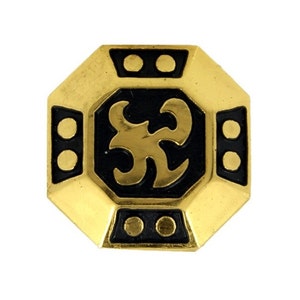 Metal Buttons - Gold Octagon Emblem Metal Shank Buttons - 25mm - 1 inch - 4 pcs