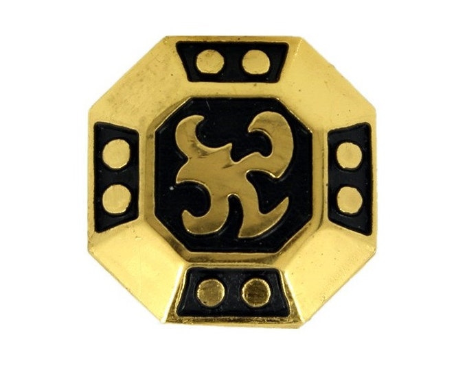 Metal Buttons - Gold Octagon Emblem Metal Shank Buttons - 25mm - 1 inch - 4 pcs