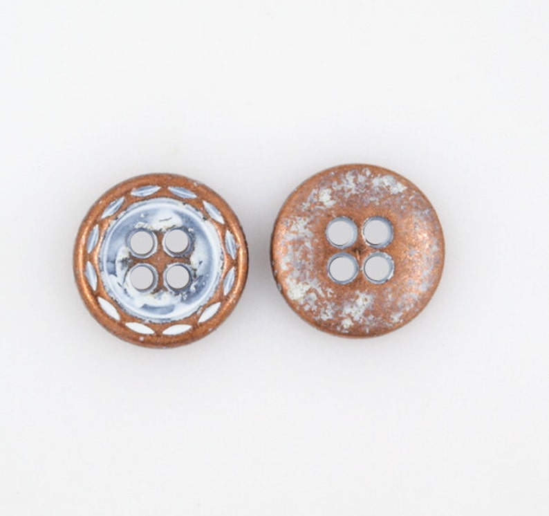 Metal Line Button Metal Buttons - Dotted Line Edge Retro White 4 Holes Copper Buttons ...