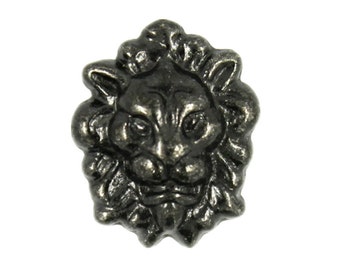 Lion Metal Buttons - Gunmetal Lion Metal Shank Buttons - 12mm - 1/2 inch - 6 pcs
