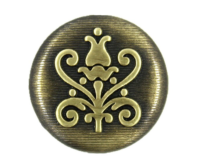 Metal Buttons - Vine Rose Retro Gold Metal Shank Buttons - 20mm - 3/4 inch - 6 pcs
