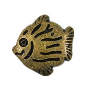 Metal Buttons - Fish Antique Brass Metal Shank Buttons - 17mm - 11/16 inch - 3 pcs