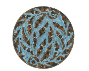 Metal Buttons - Flowers in the Wind Blue Patina Metal Shank Buttons - 17mm - 11/16 inch - 3 pcs
