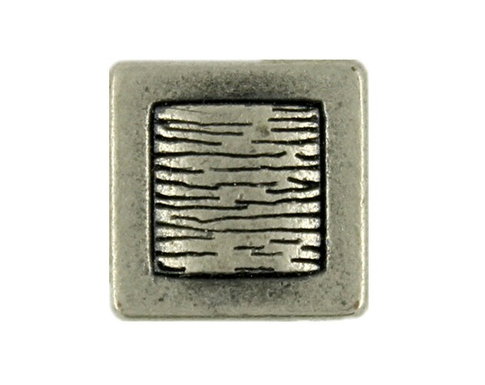 Metal Buttons - Lines Square Gray Silver Metal Shank Buttons - 12mm - 7/16 inch - 6 pcs