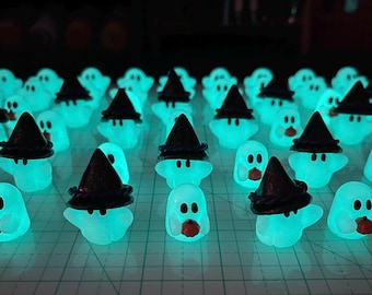 Handmade Polymer clay Ghosts-Glow in the Dark-Set of 3