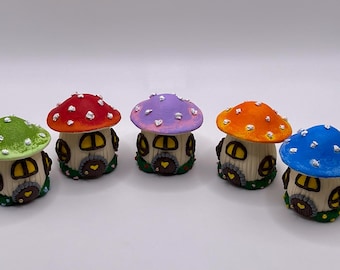 Handmade Polymer Clay Mushroom Houses