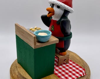 Polymer Clay Penguin Baking Cookies